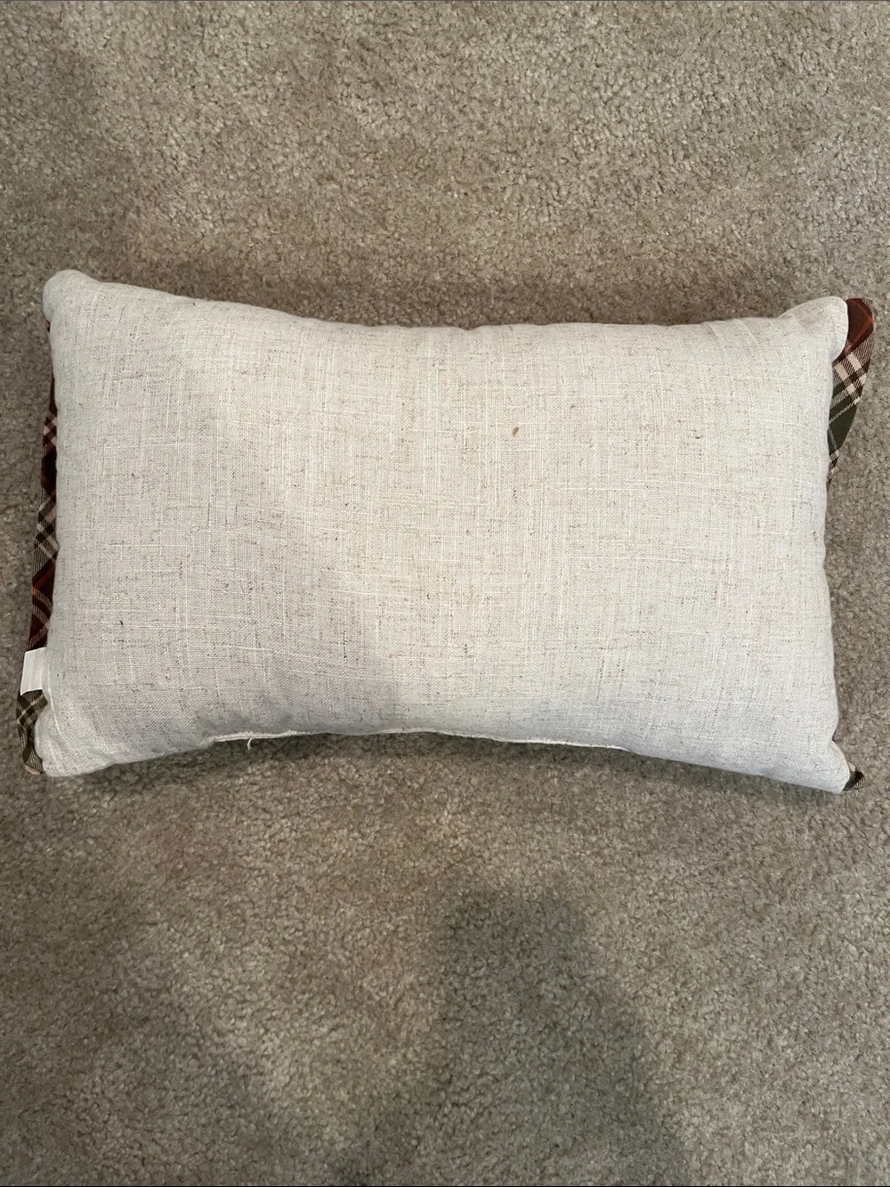 Autumn Plaid & Herringbone Pumpkin Decorative Pillow - White